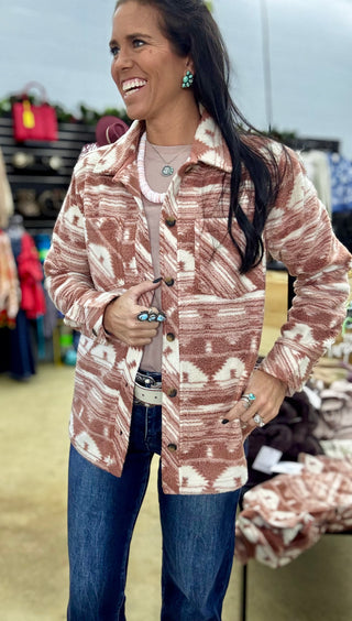 Chayton Jacket- Rust Aztec
