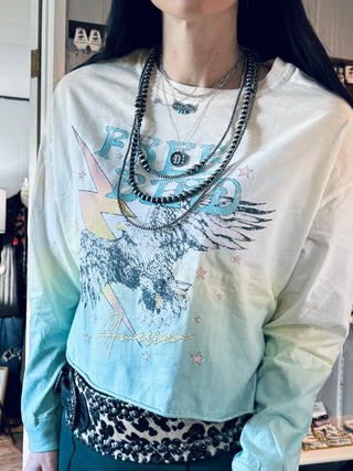 Free-bird Ombré Crop Tee