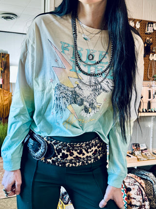Free-bird Ombré Crop Tee