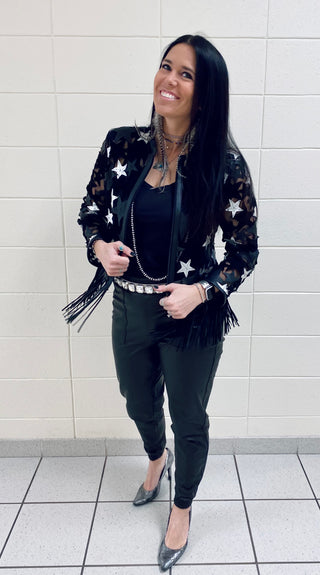 Short Star Leather Jacket