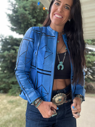 Blue Box Leather Jacket
