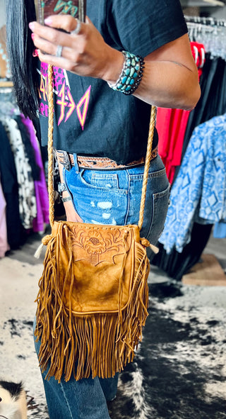 Tragan Tooled Crossbody Pouch