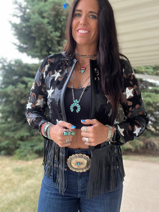Short Star Leather Jacket