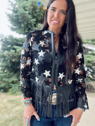 Short Star Leather Jacket