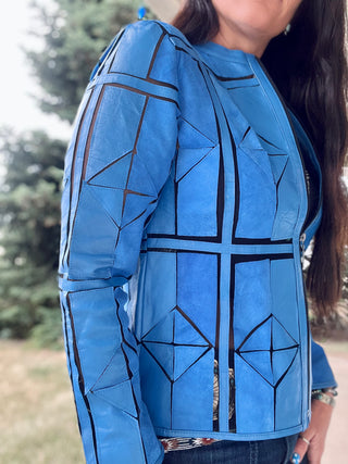 Blue Box Leather Jacket