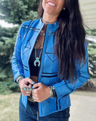 Blue Box Leather Jacket