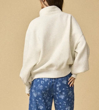 Highland-High Collar Half Button-up
