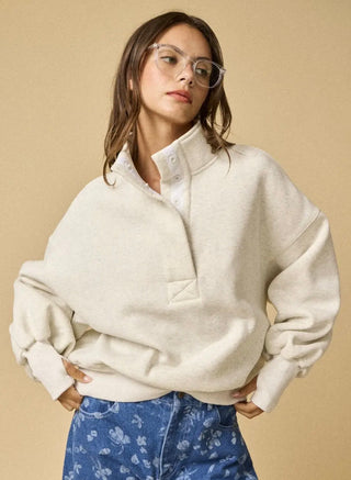Highland-High Collar Half Button-up