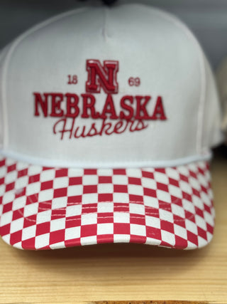 Nebraska Huskers Checkerboard Hat- Gameday Social Apparel