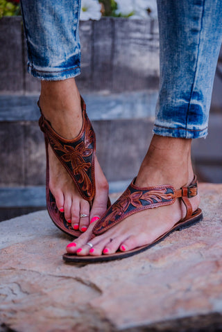 The Maui Tooled Leather Sandal