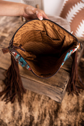 The Maddox Saddle Blanket Purse - Rust and Turquoise