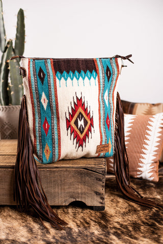 The Maddox Saddle Blanket Purse - Rust and Turquoise