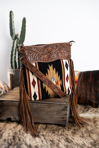 The Maddox Saddle Blanket Purse - Black & Rust