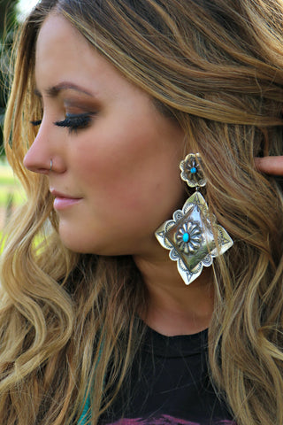 The Kristi Sterling Silver & Turquoise Earrings - Triangle T Boutique