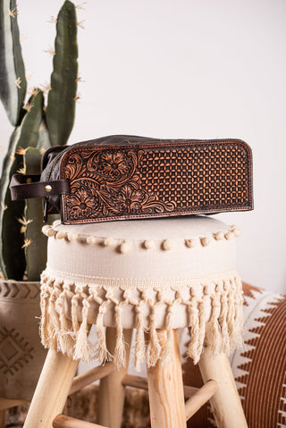 The Strait Tooled Leather Travel Case
