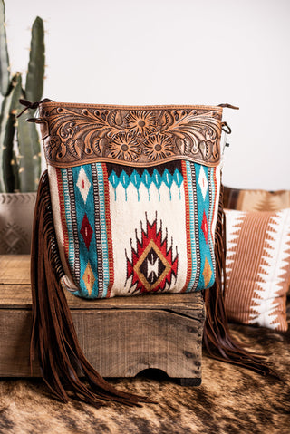 The Maddox Saddle Blanket Purse - Rust and Turquoise