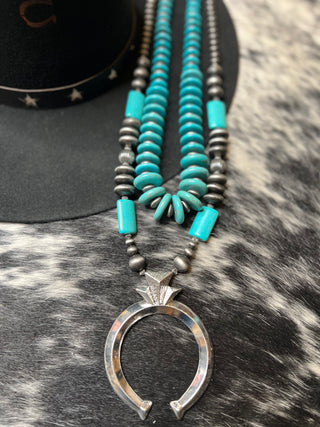Turquoise Sky- Pearl and Naja Necklace