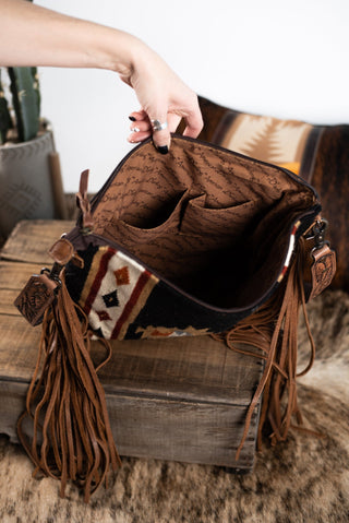 The Maddox Saddle Blanket Purse - Black & Rust